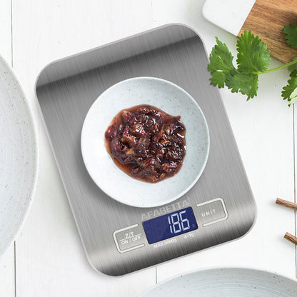 Digital Electronic Kitchen Food Diet Postal Scale Weight Balance 5KG 1g 11lb Kitchen Scales Stainless Steel Weighing For Food Diet Postal Balance Measuring LCD Precision Electronic