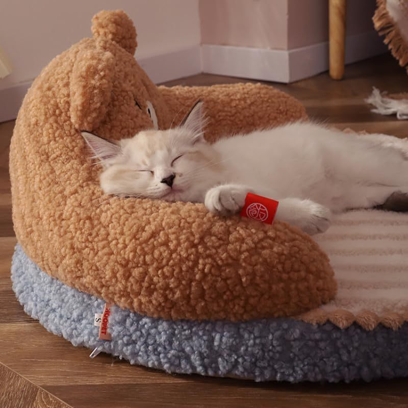 Cat Bed Furniture Washable Cozy Cat Warm Pad For Cats Dogs Pets Cat Bed High Backrest All Seasons Hug Design