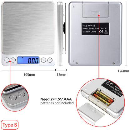 Digital Electronic Kitchen Food Diet Postal Scale Weight Balance 5KG 1g 11lb Kitchen Scales Stainless Steel Weighing For Food Diet Postal Balance Measuring LCD Precision Electronic