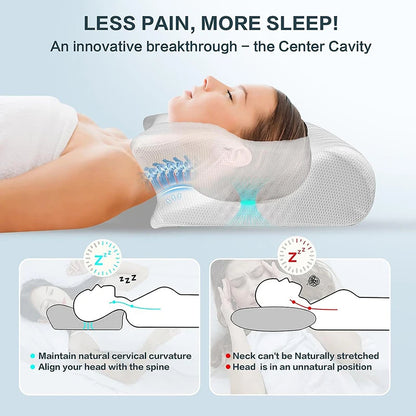 Ultimate Memory Foam Cervical Pillow – 2-in-1 Ergonomic Contour Design for Neck Pain Relief & Optimal Support