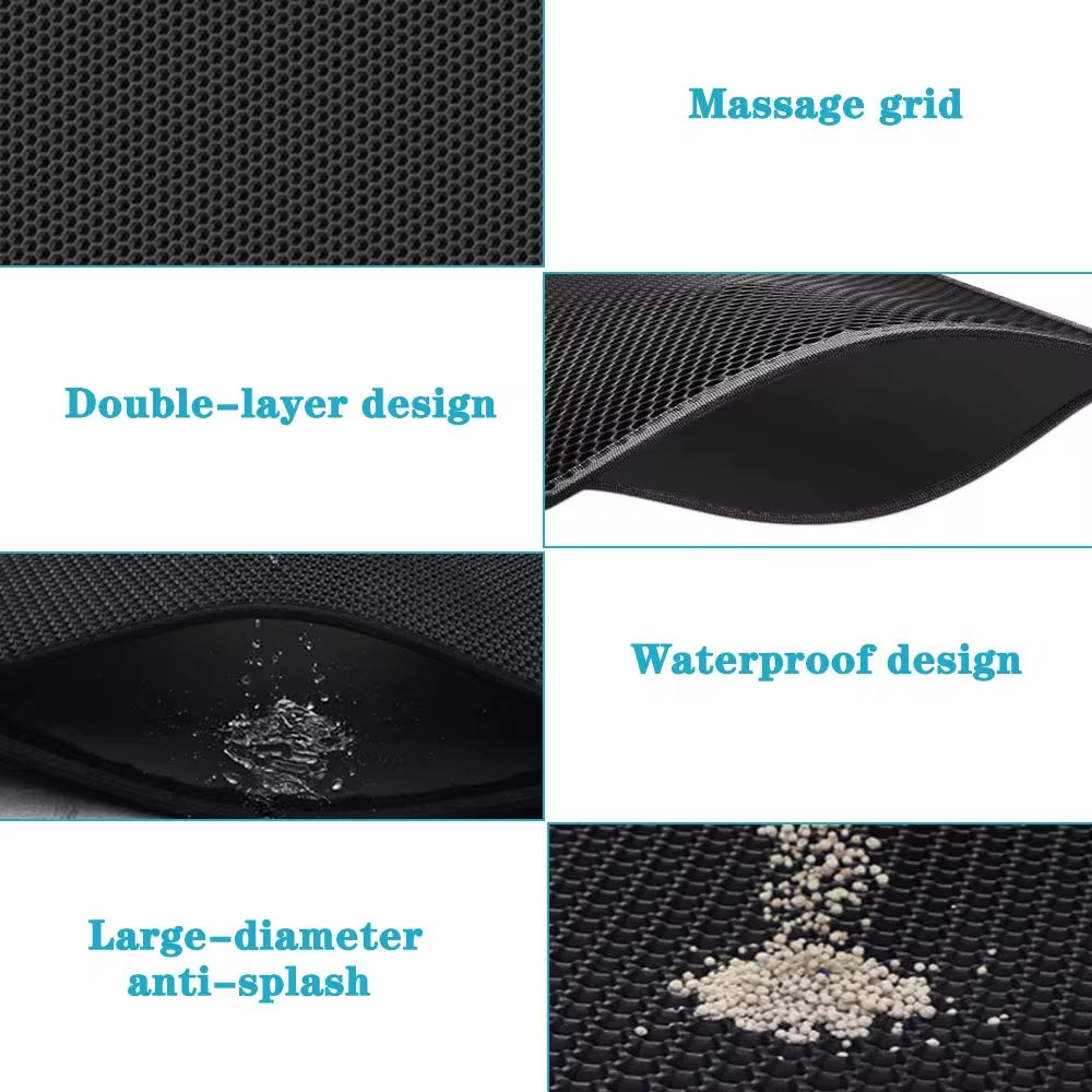 Cat Litter Mat with Gift Double Layer Waterproof Pet Litter Box Mat Non-Slip Sand Cat Pad Washable Bed Mat Clean Pad Products